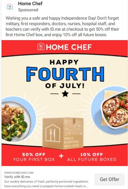 Home Chef subscription marketing example