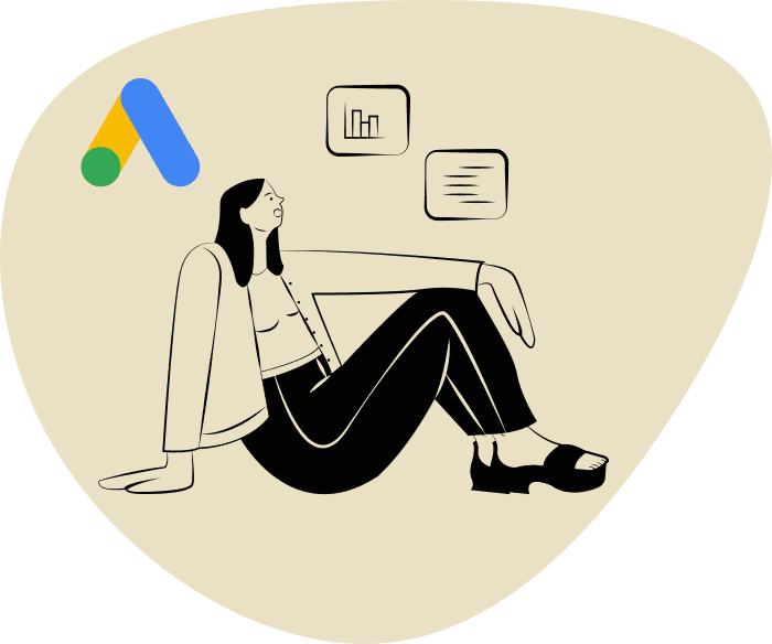 hero image of woman contemplating a google ads agency