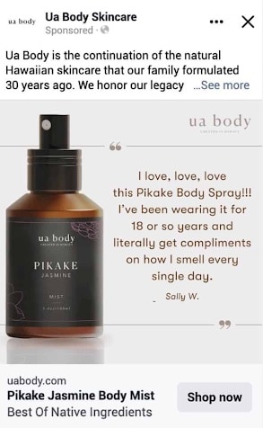 ua body review beauty and skincare ad for facebook