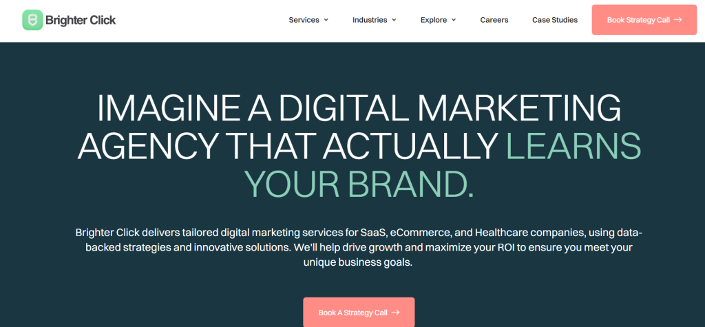 Brighter Click website homepage screenshot