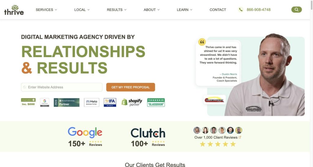 Thrive Agency homepage — SEO-led full-service digital marketing agency