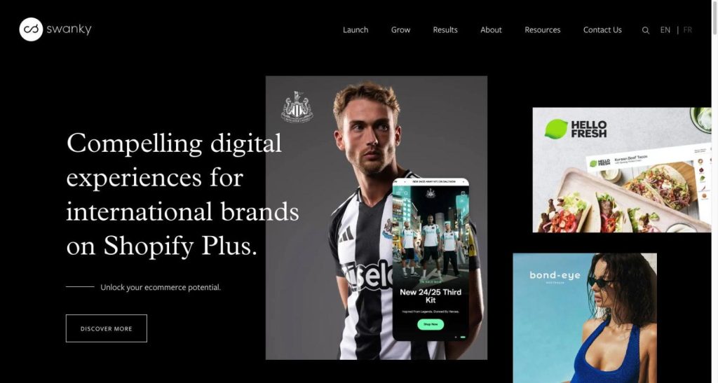 Swanky homepage — Shopify Plus agency for international brands