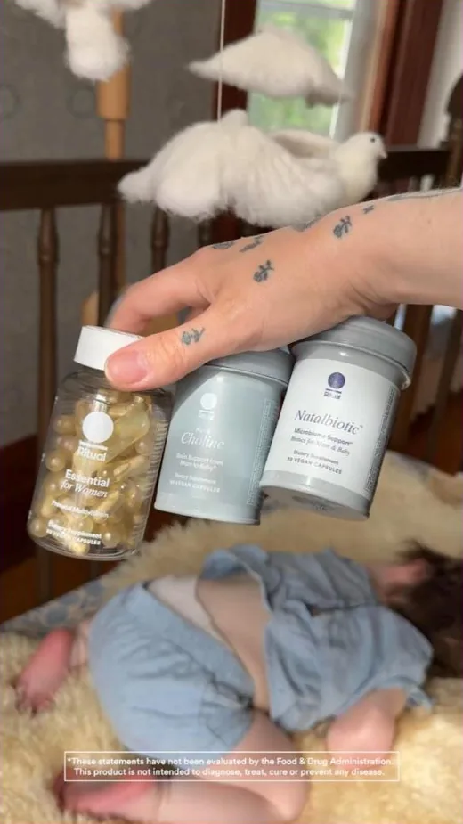 Ritual Facebook ad - UGC bottles with FDA disclaimer in the creative