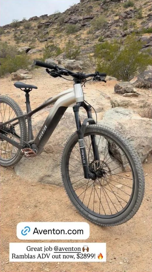 Aventon Facebook ad - ebike shown inside a mock social post