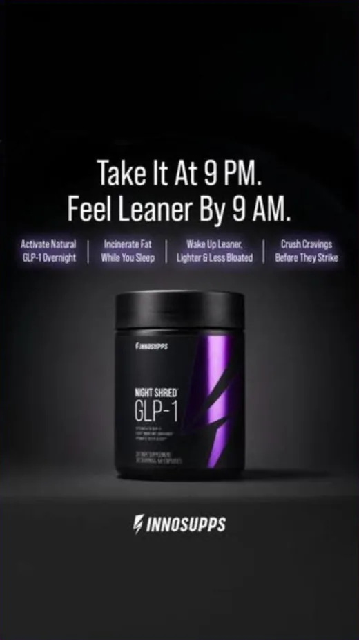 Inno Supps Facebook ad - take it at 9pm feel leaner by 9am static