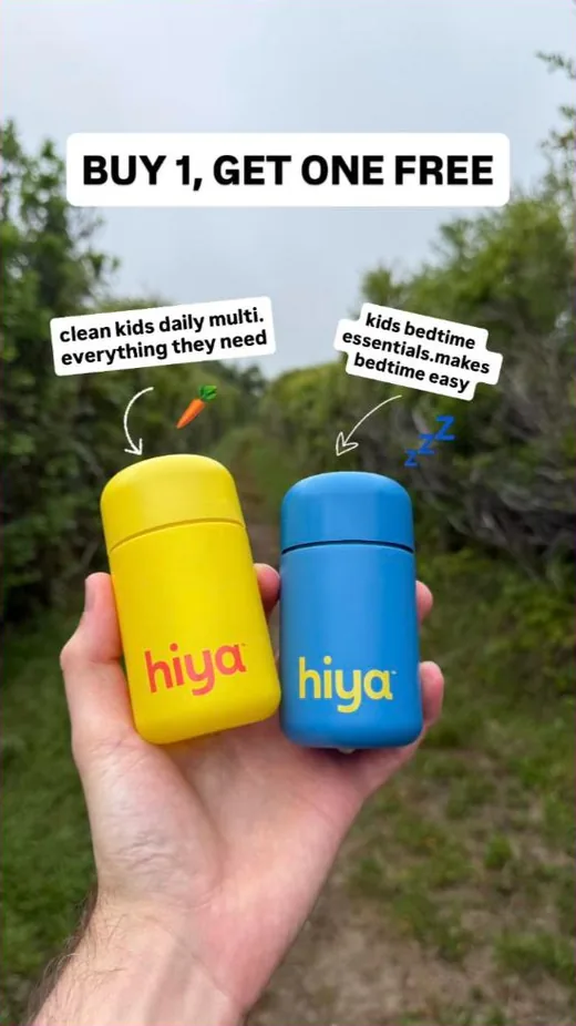 Hiya Facebook ad - buy one get one free with sticker callouts